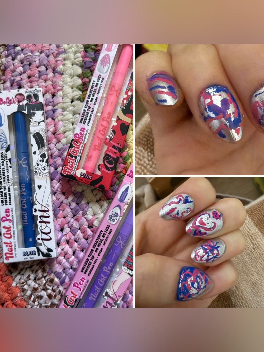 Toni Lolita Dolly Nail Art Pen - Blue, Pink, Purple (NOT POLISH!)